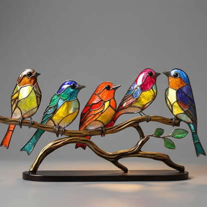 Buntglas-Fenster-Vogeldekoration - Vorderansicht