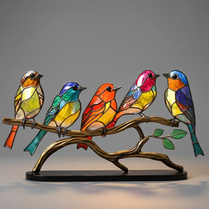 Buntglas-Fenster-Vogeldekoration - Seitenansicht